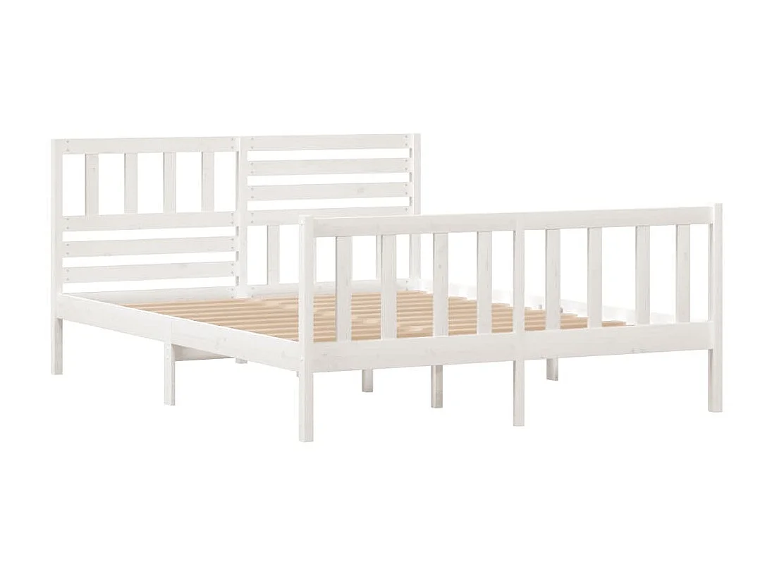 Lit-120x190 cm Blanc Bois massif Petit Double EGGB33084