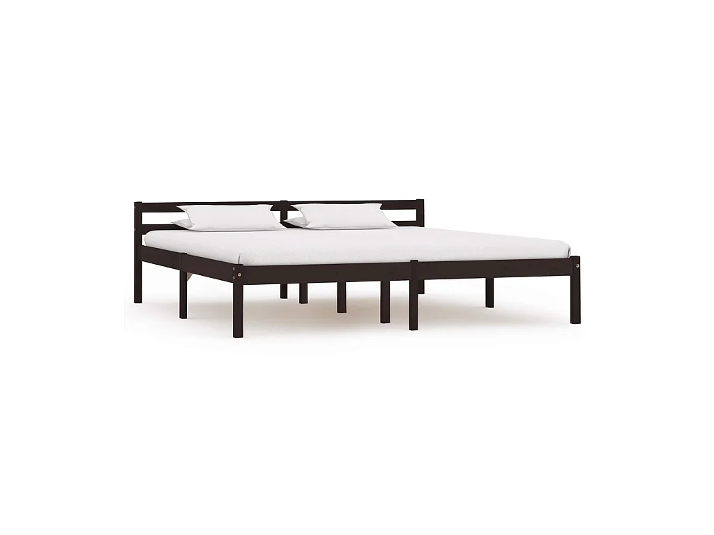 Lit-180x200 cm Marron foncéé Bois de pin massif EGGB38726
