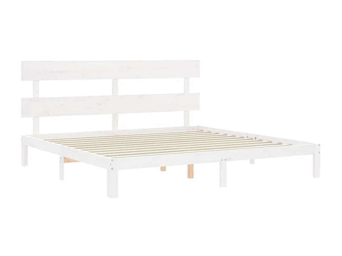 Lit-180x200 cm avec tête de lit blanc Super King bois massif EGGB80578