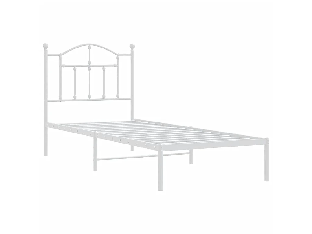 Lit-90x190 cm métal avec tête de lit blanc EGGB48155