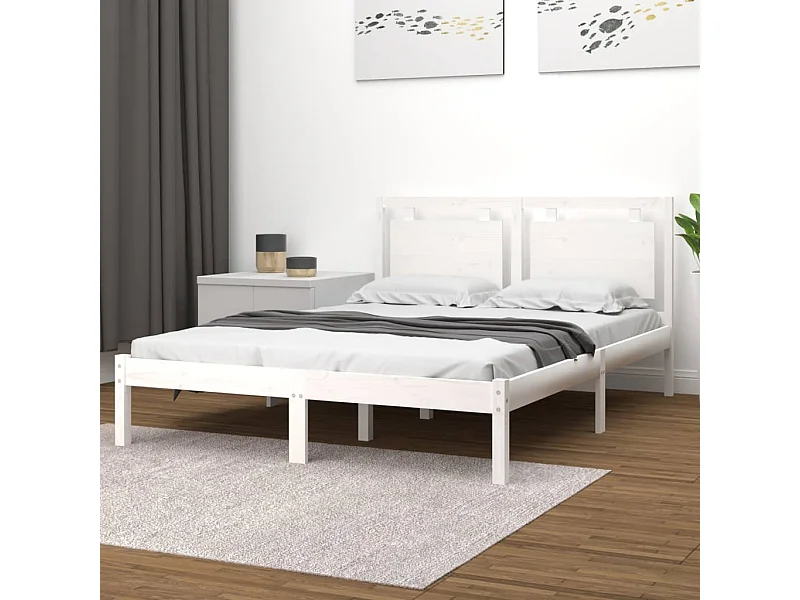 Bedframe massief hout wit 120x190 cm NL88609