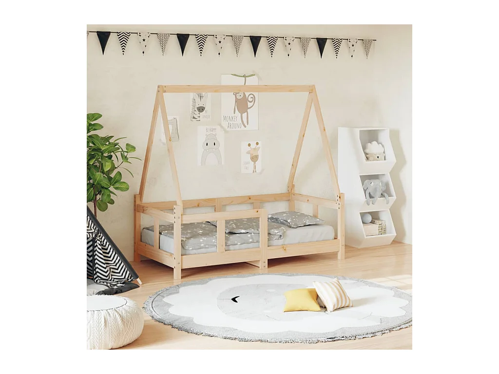 Lit-70x140 cm pour enfant bois de pin massif EGGB70479
