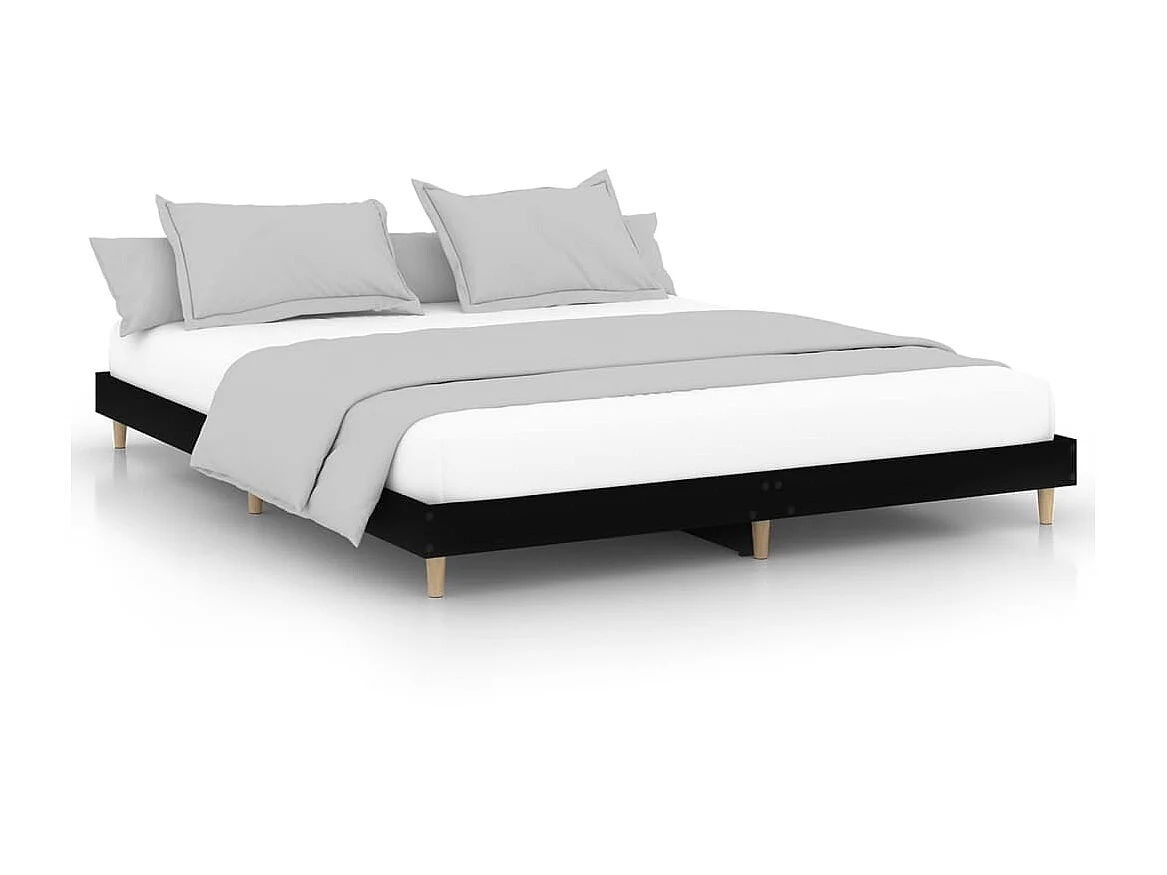 Cama 120x200 cm derivados de madeira preto PT283151
