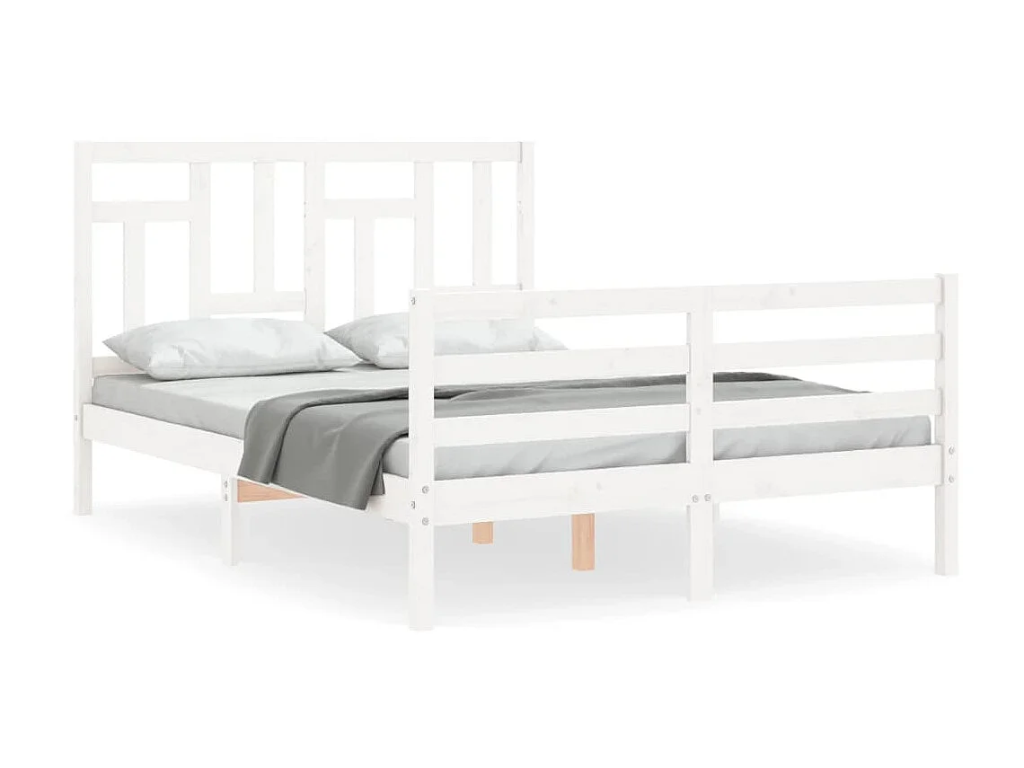 Cama com cabeceira 120x200cm madeira maciça branco PT178054