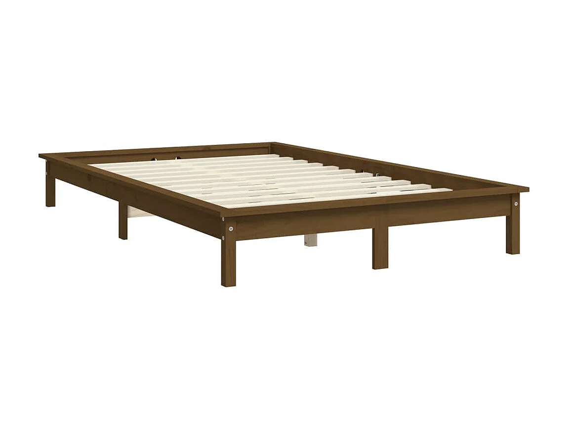 Lit-160x200 cm Marron miel Bois de pin massif EGGB48710