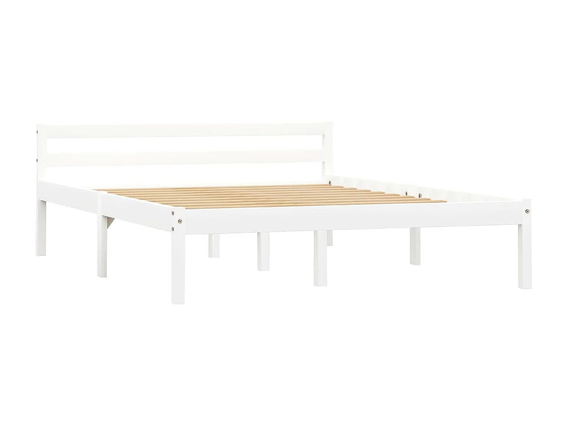 Cama 140x200 cm madeira pinho maciço branco PT511190