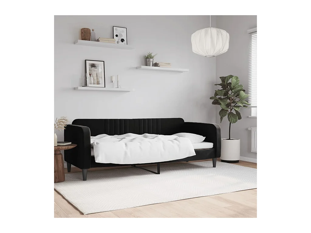 Lit-80x200 cm de repos noir velours EGGB63100