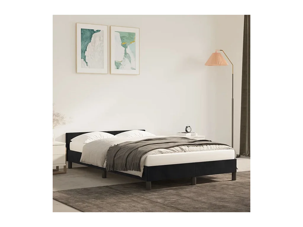 Lit-120x200 cm avec tête de lit Noir Velours EGGB71750