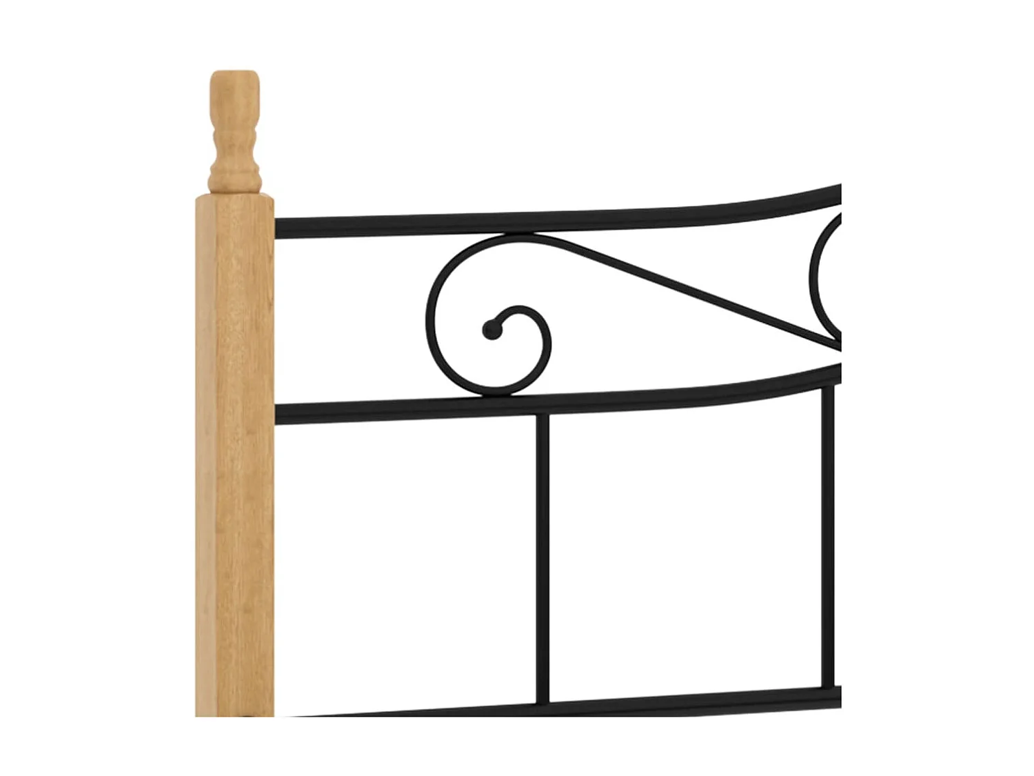 Lit-200x200 cm noir métal bois de chêne massif EGGB91671