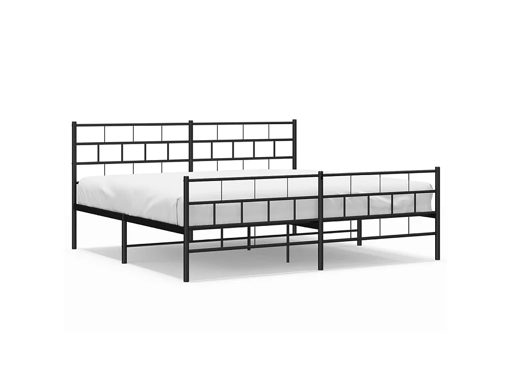 Cama com cabeceira e pés 193x203 cm metal preto PT155225
