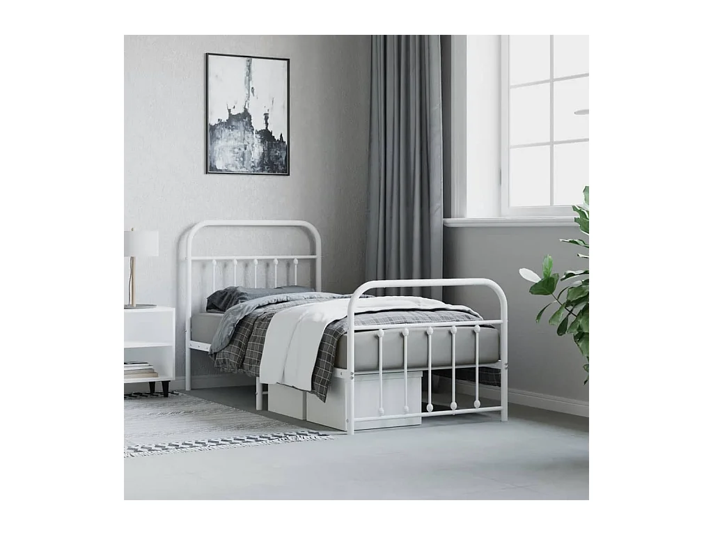 Bedframe met hoofd- en voeteneinde metaal wit 80x200 cm NL31132