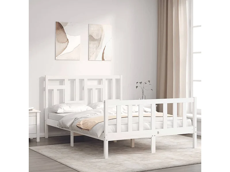 Lit-120x200 cm avec tête de lit blanc bois massif EGGB83354