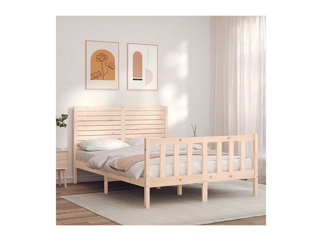 Lit-120x190 cm avec tête de lit petit double bois massif EGGB40810