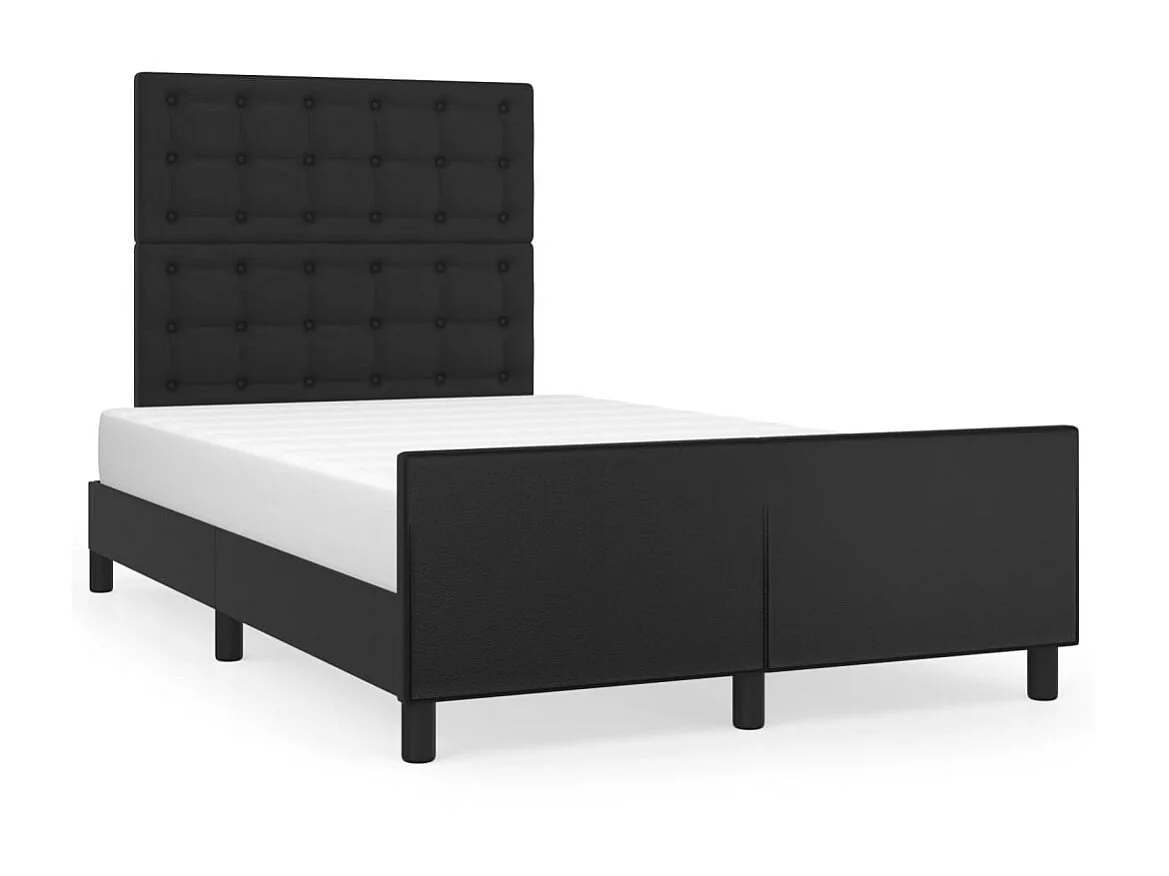Cama 120x200 cm con cabecero cuero sintético negro ES64243