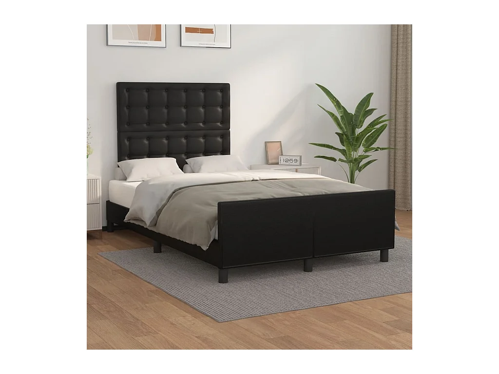 Lit-120x200 cm avec tête de lit Noir Similicuir EGGB68474