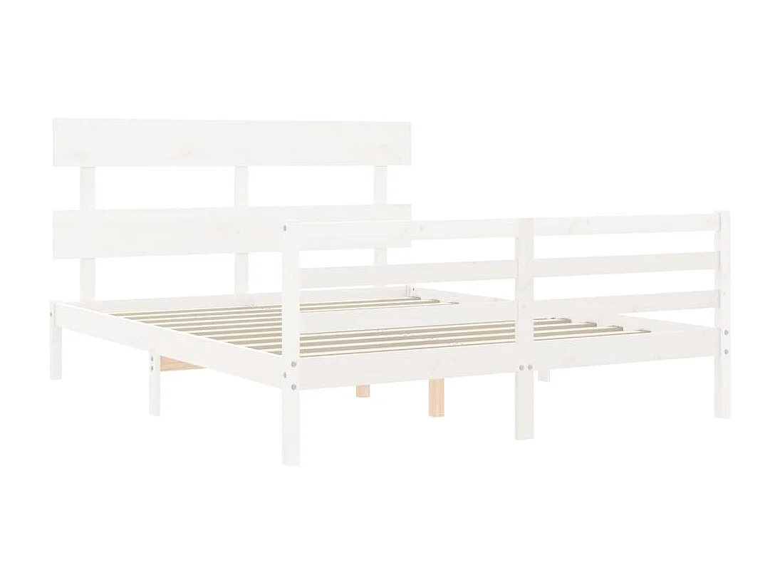 Cama 160x200 cm con cabecero madera maciza blanco ES36538