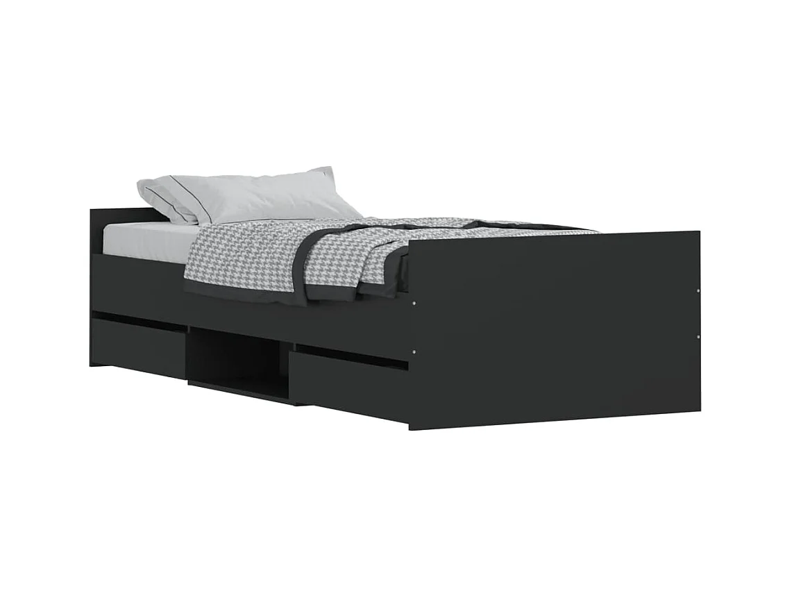 Estructura de cama con cabecero piecero negro 100x200cm ES933786