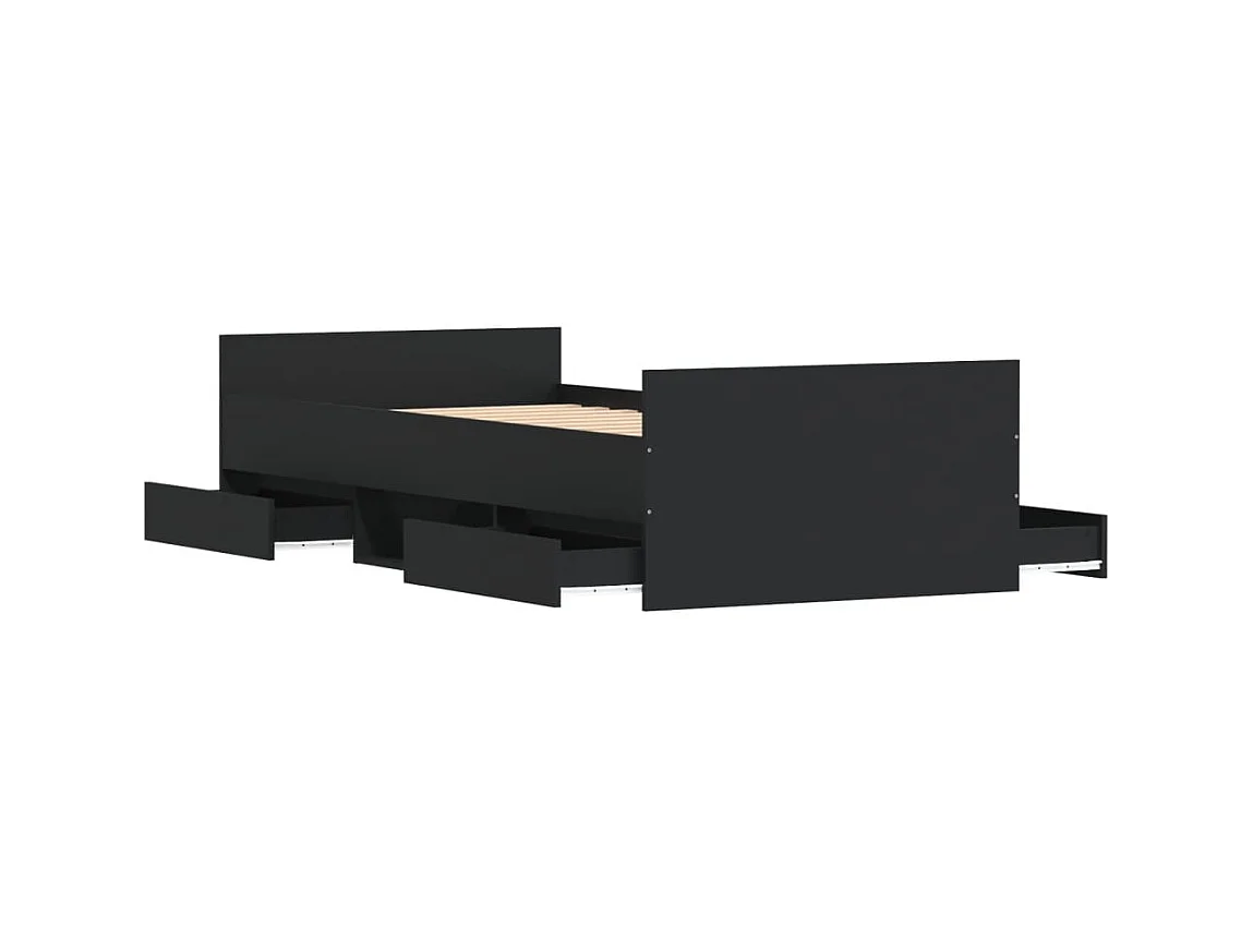 Estructura de cama con cabecero piecero negro 100x200cm ES933786