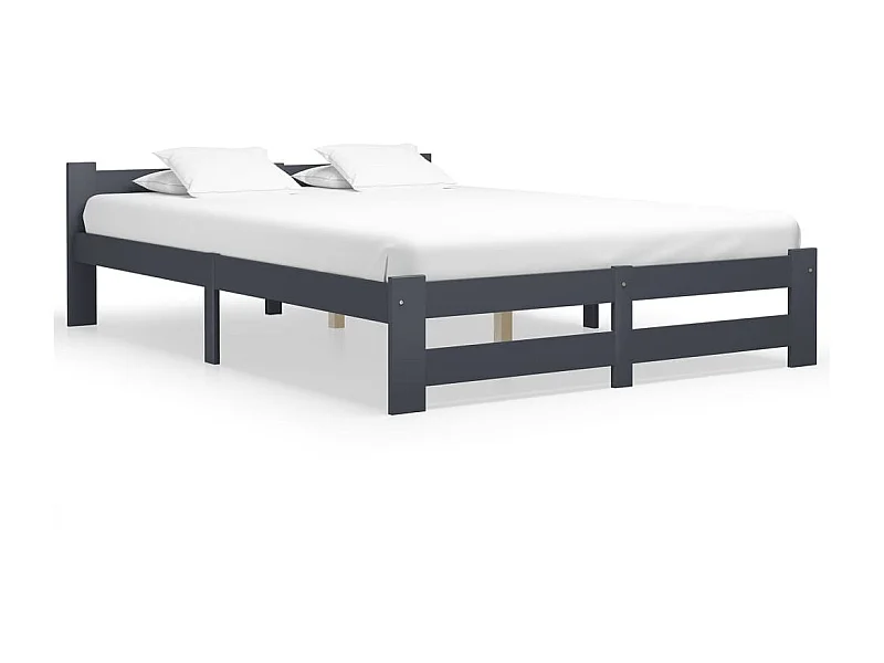Lit-160x200 cm Gris foncéé Bois de pin massif EGGB44364