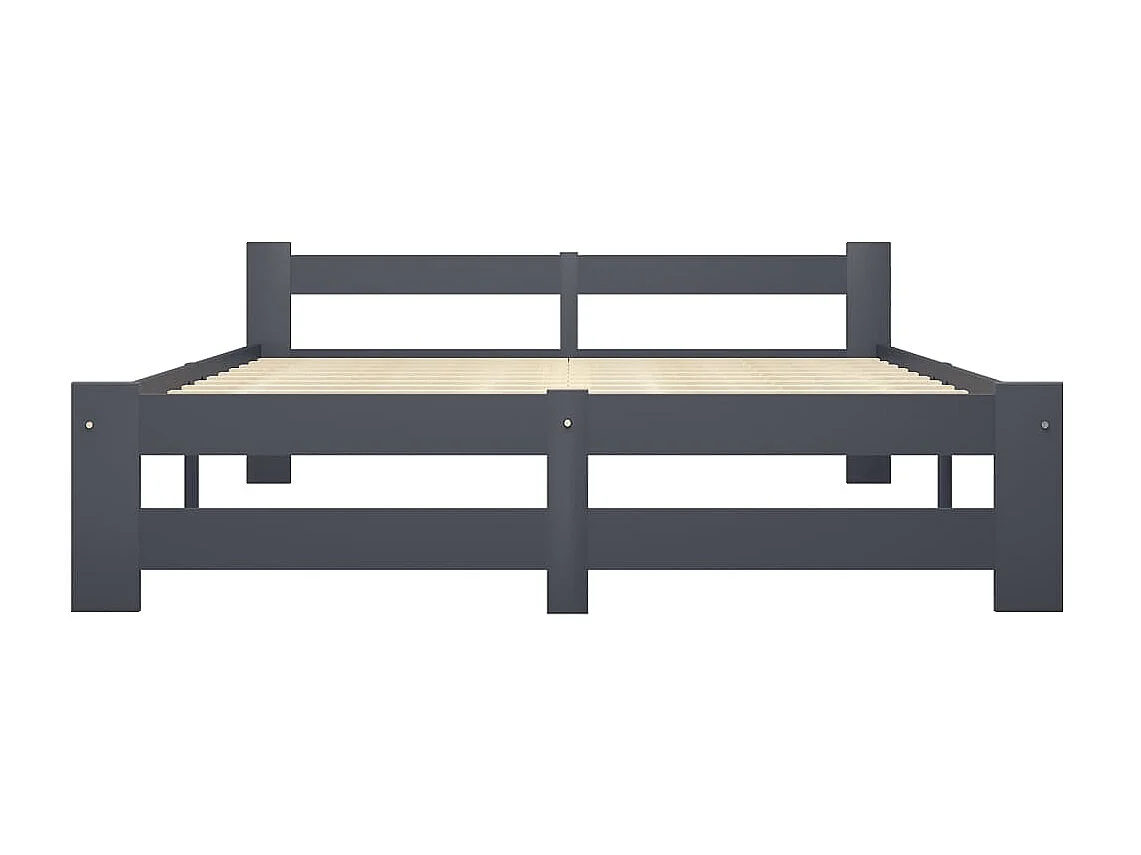 Cama 160x200 cm pinho maciço cinzento-escuro PT323711