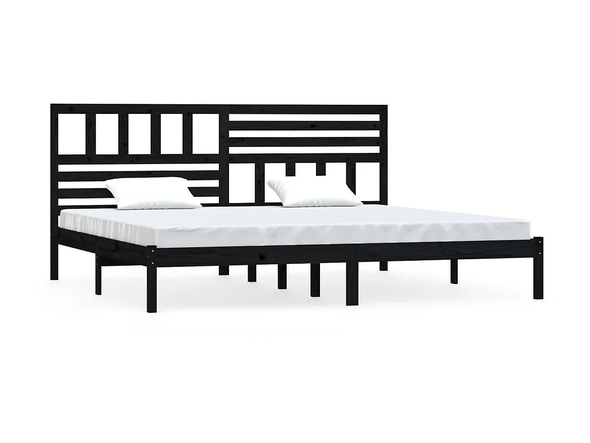 Lit-200x200 cm Noir Bois de pin massif EGGB55878