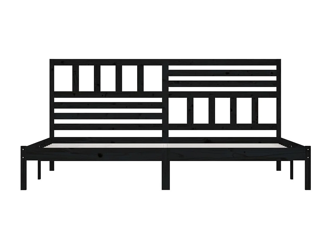 Lit-200x200 cm Noir Bois de pin massif EGGB55878
