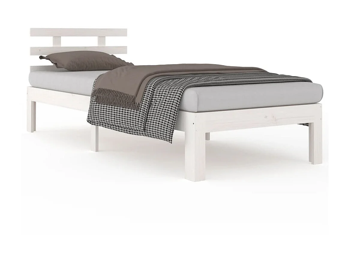 Cama 100x200 cm madeira maciça branco PT520686