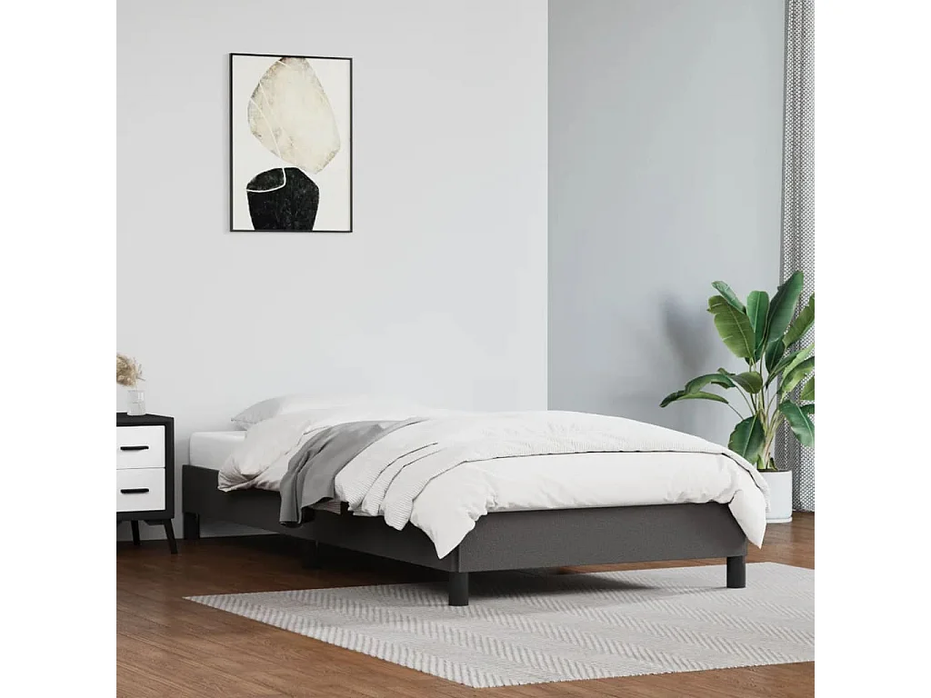 Cama 100x200 cm couro artificial cinzento PT959161