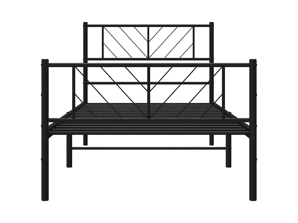 Lit-90x200 cm métal avec tête de lit/pied de lit noir EGGB65848