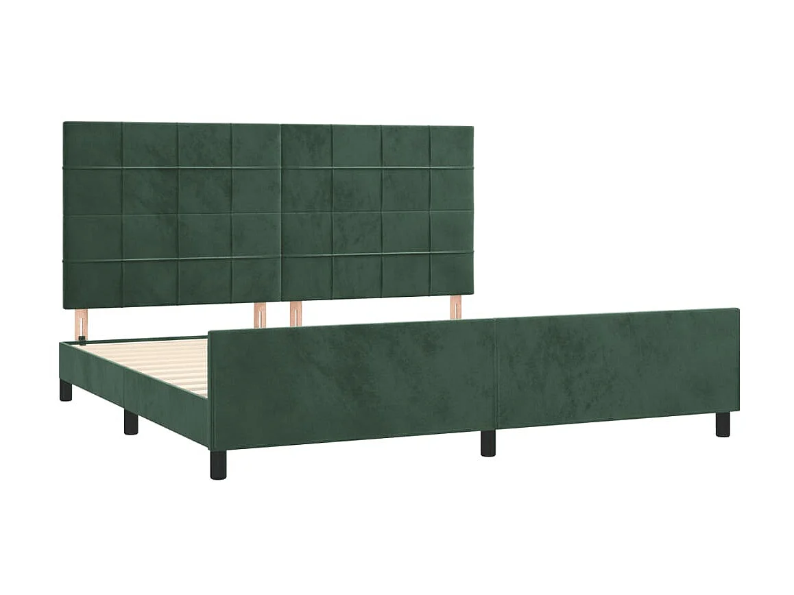 Cama c/ cabeceira 200x200 cm veludo verde-escuro PT679925