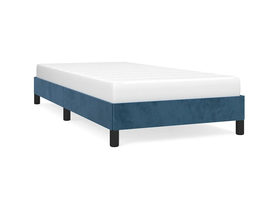 Cama 90x200 cm de terciopelo azul ES82921