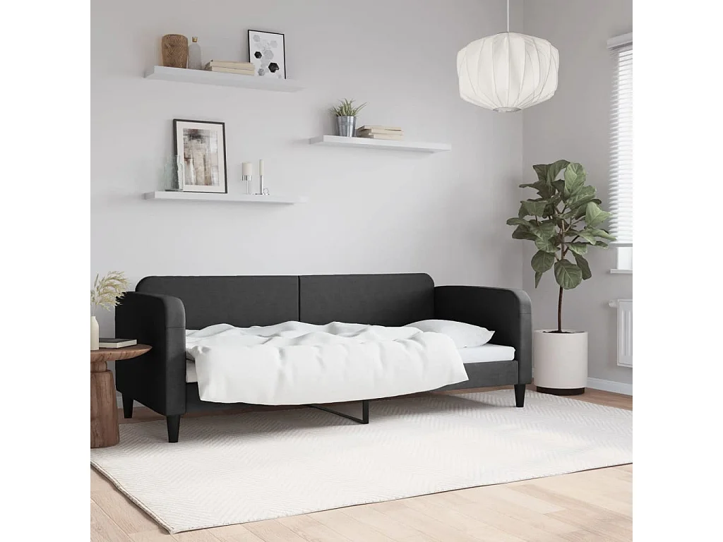 Lit-80x200 cm de repos noir tissu EGGB74429
