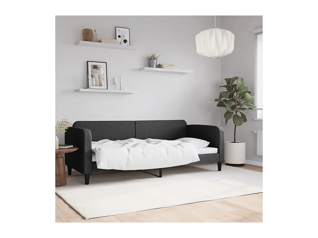 Lit-80x200 cm de repos noir tissu EGGB74429