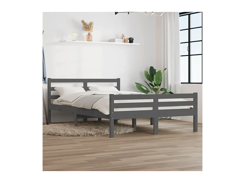 Lit-120x200 cm Gris Bois massif EGGB11421