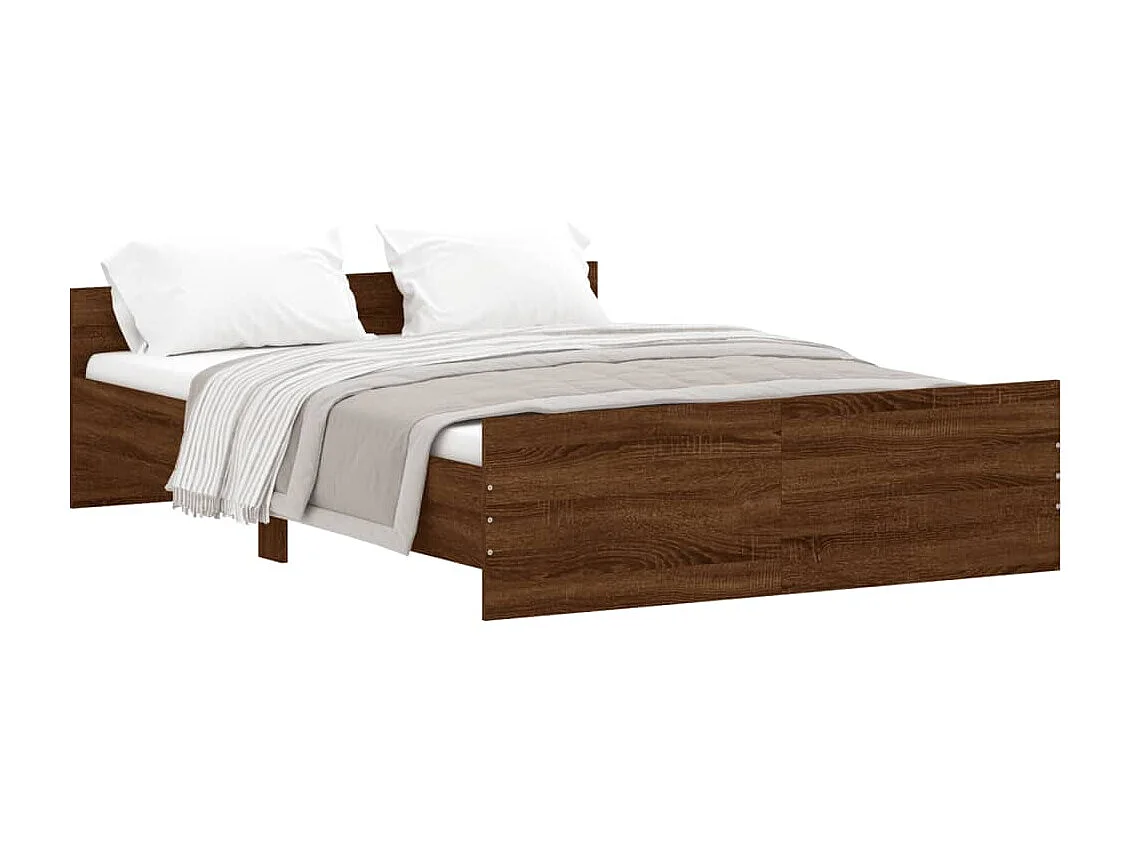 Lit-135x190 cm tête de lit et pied de lit chêne marron EGGB50351