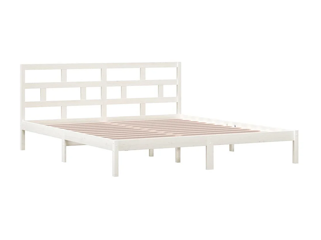 Lit-135x190 cm Blanc Bois massif Double EGGB54843