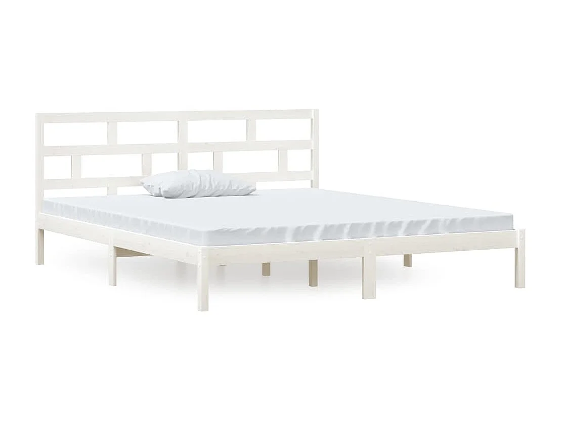 Cama 135x190 cm doble de madera maciza blanco ES69701