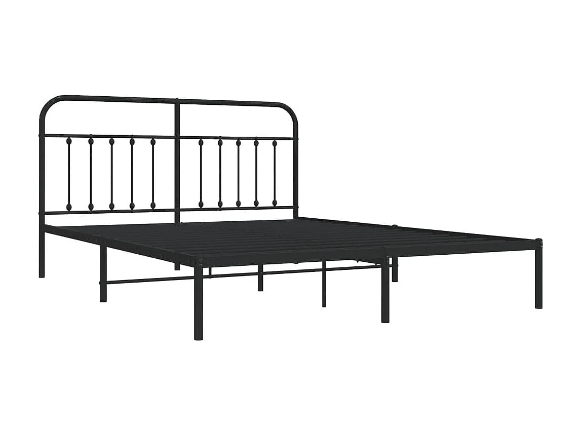 Lit-183x213 cm métal avec tête de lit noir EGGB98603