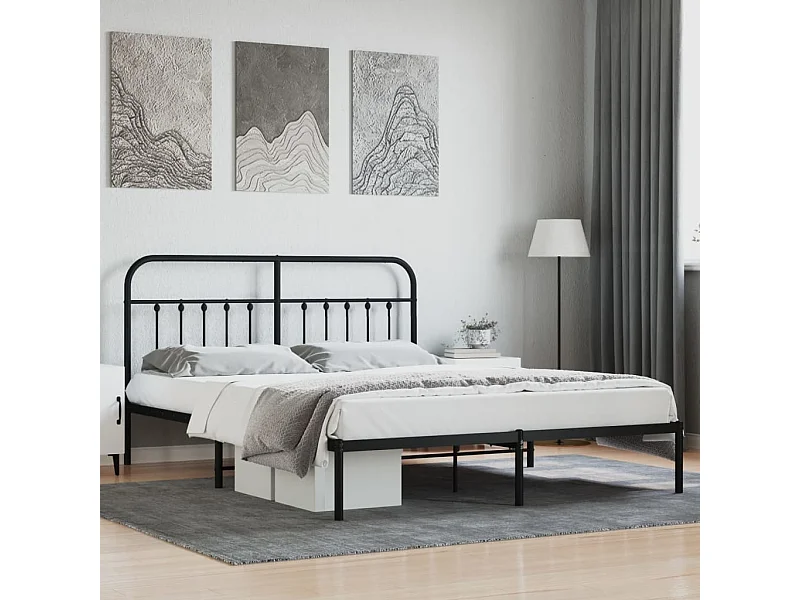 Cama 180x210 cm con cabecero metal negro ES32135