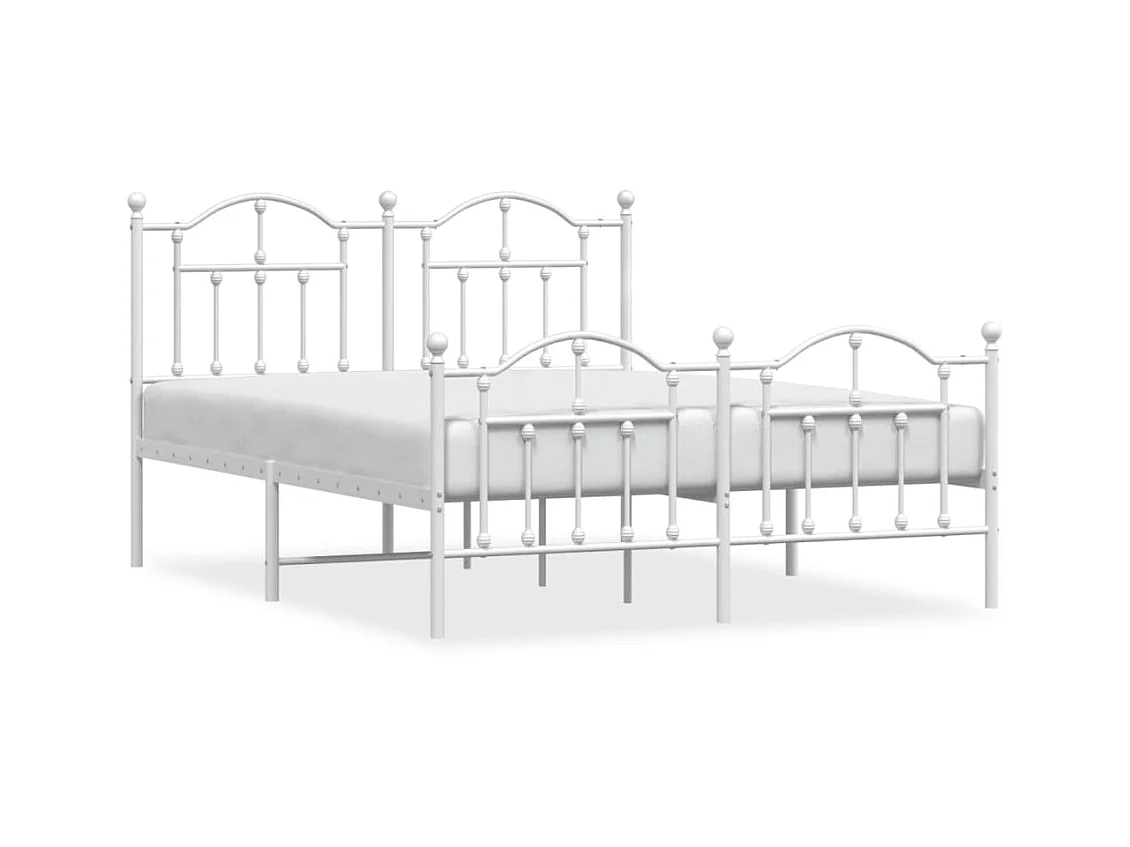 Cama 140x190 cm metal cabecero y estribo blanco ES26633
