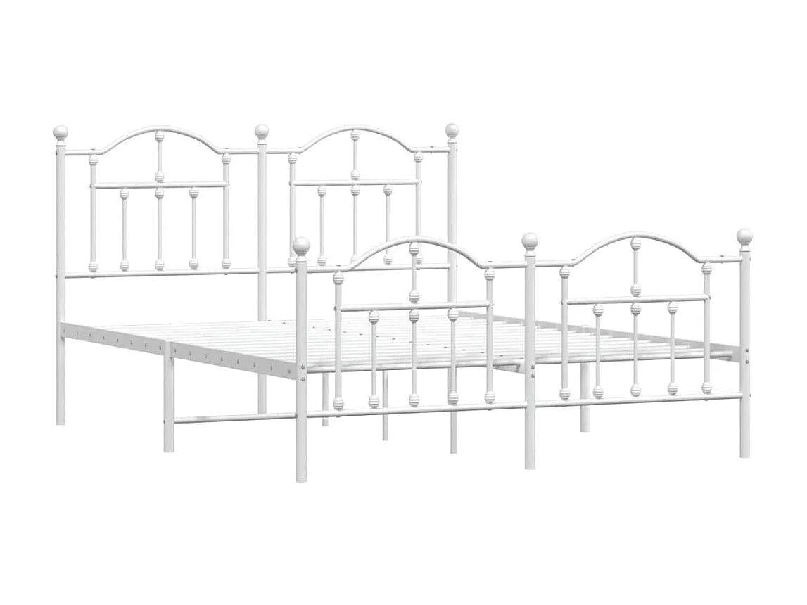 Cama 140x190 cm metal cabecero y estribo blanco ES26633