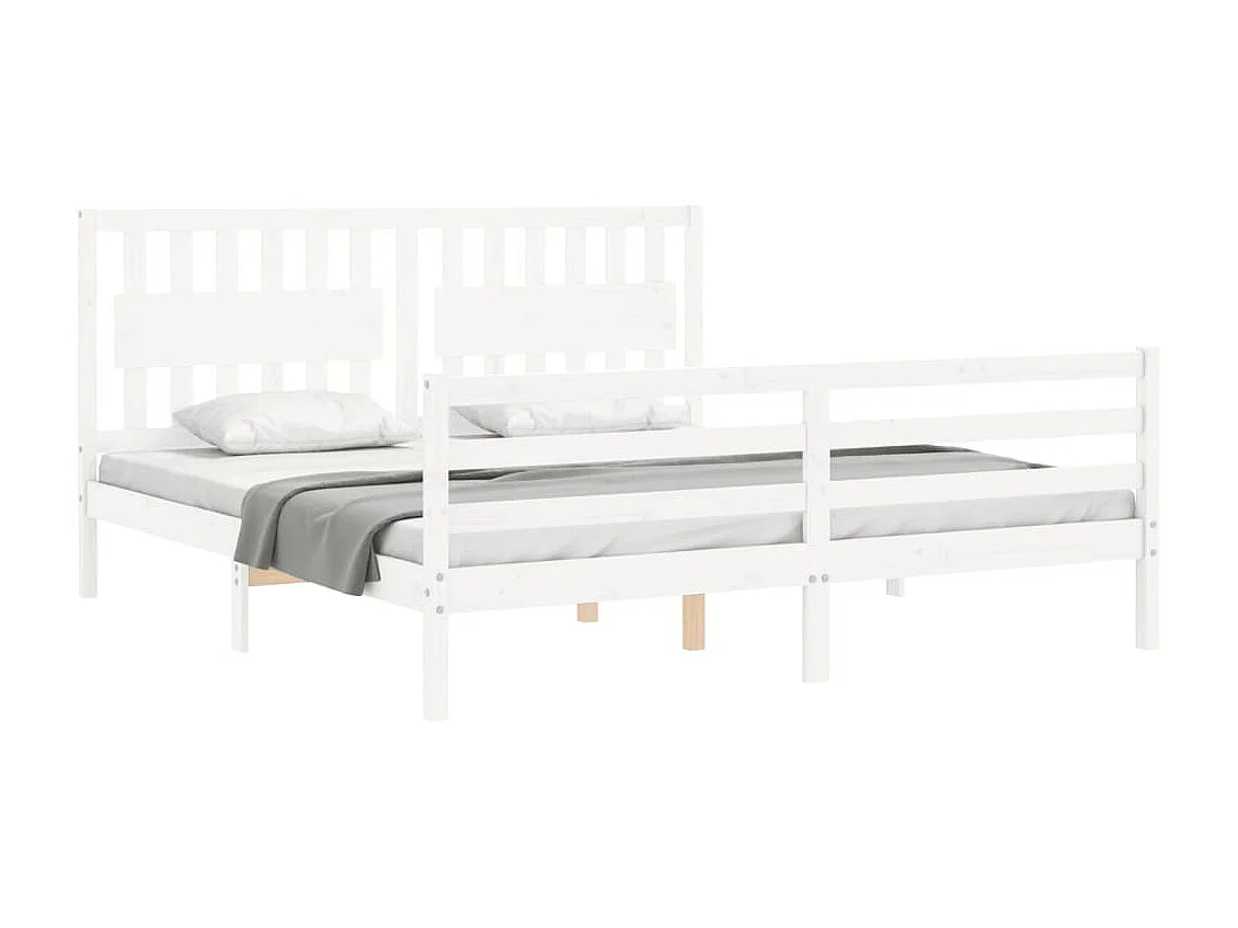 Bedframe met hoofdbord massief hout wit NL93779