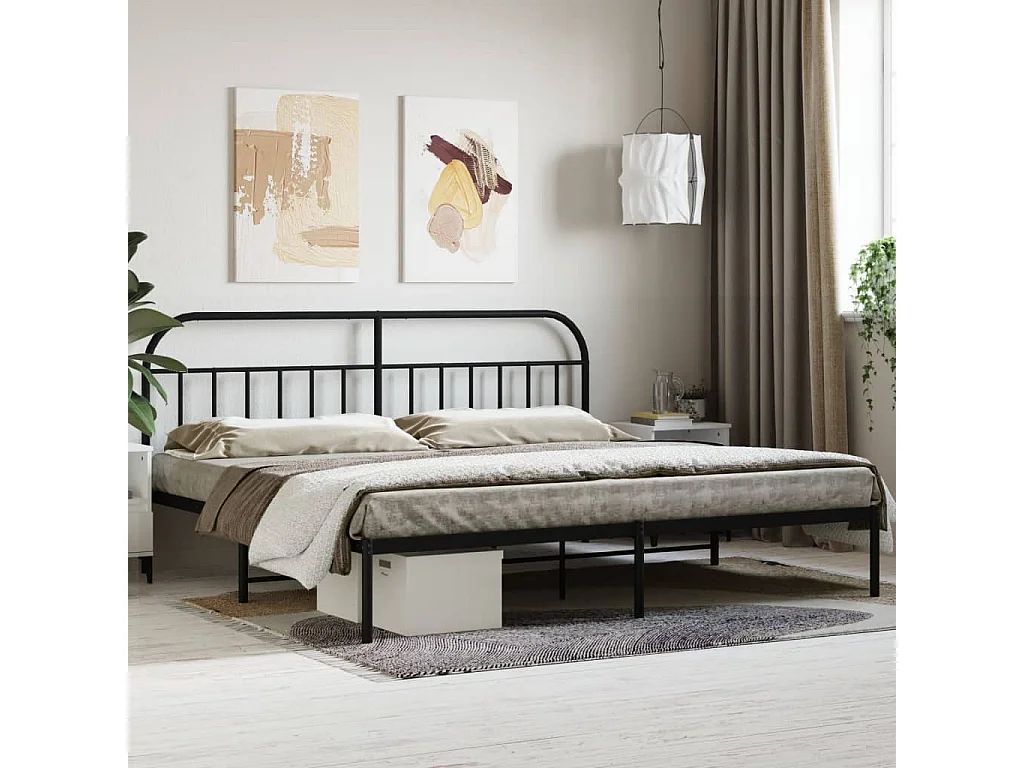 Cama 190x200 cm con cabecero metal negro ES90263