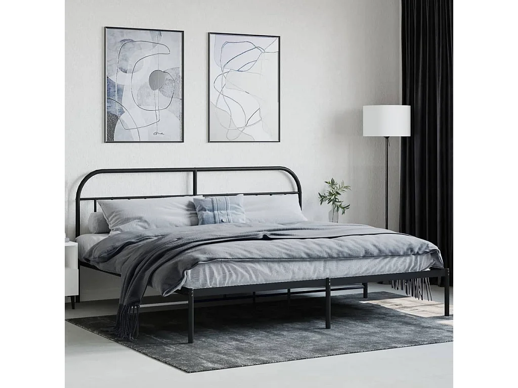 Cama 190x200 cm con cabecero metal negro ES90263