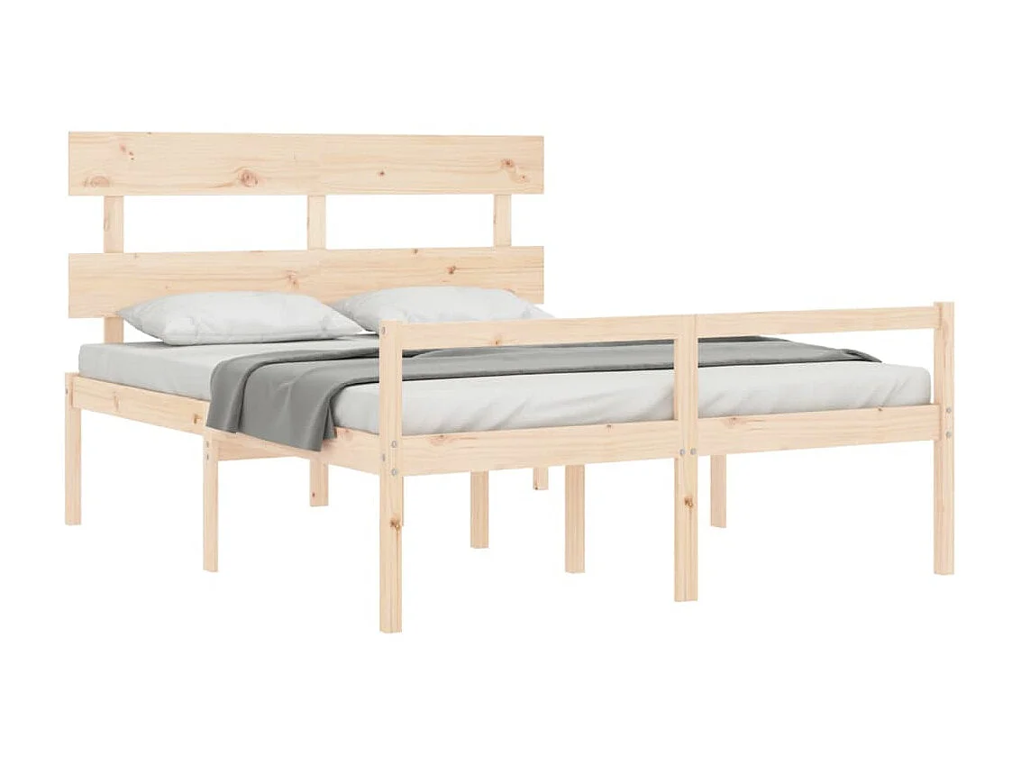 Cama para idosos com cabeceira 160x200 cm madeira maciça PT251828
