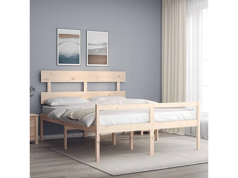 Cama para idosos com cabeceira 160x200 cm madeira maciça PT251828