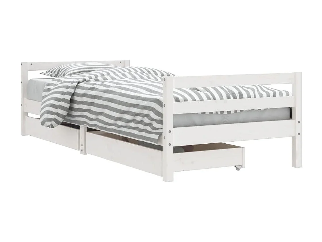 Lit-90x190 cm d'enfants tiroirs blanc bois pin massif EGGB43940