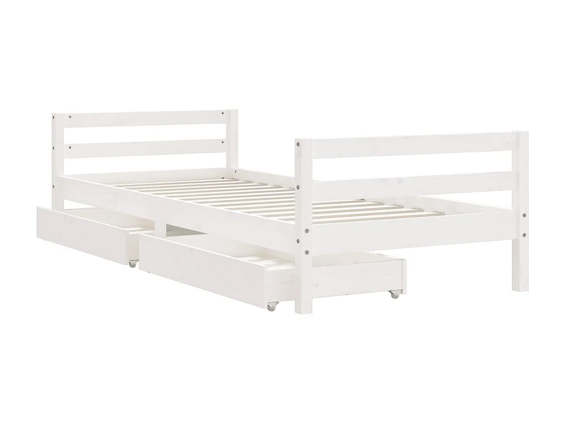Lit-90x190 cm d'enfants tiroirs blanc bois pin massif EGGB43940