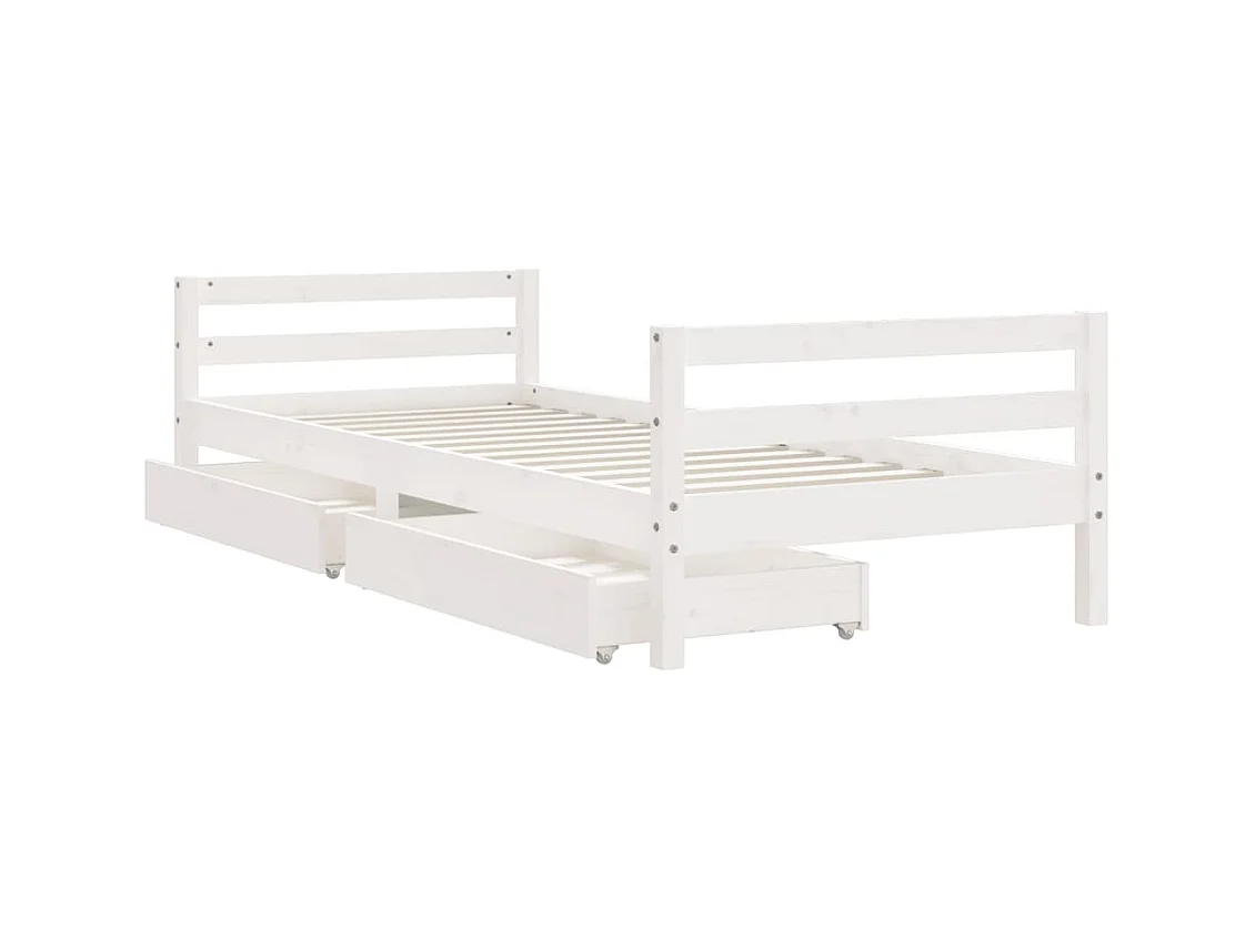 Lit-90x190 cm d'enfants tiroirs blanc bois pin massif EGGB43940