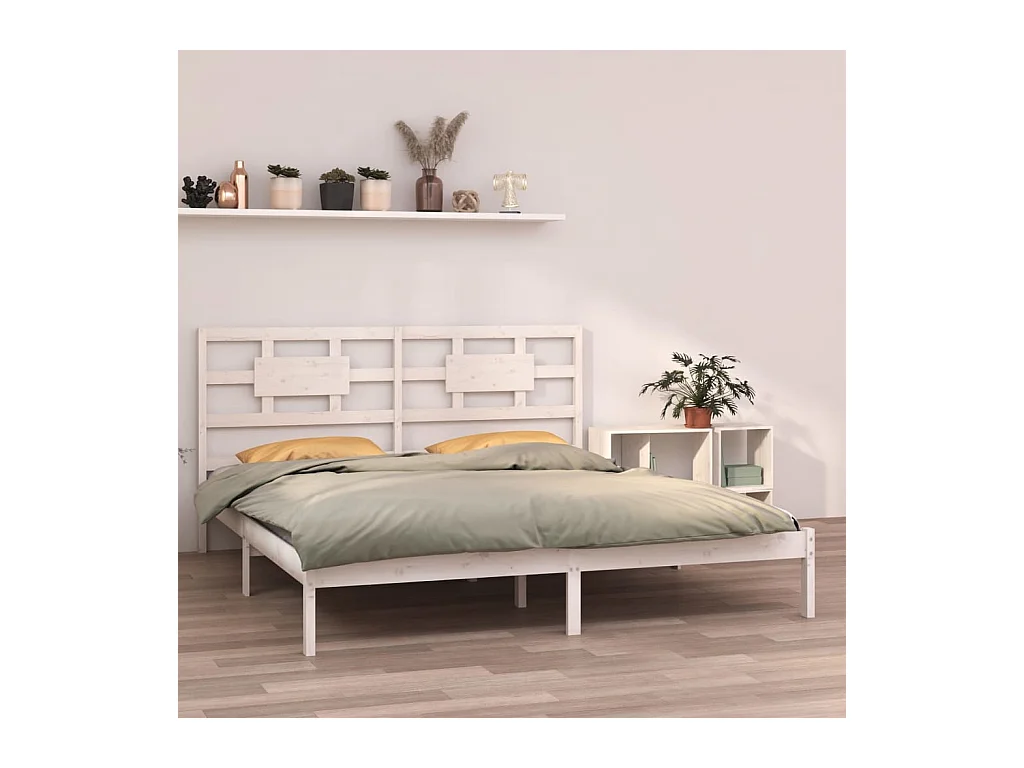 Cama 180x200 cm madera maciza blanco Supe King ES22200